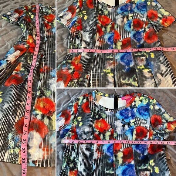 Catherine Malandrino Vondie Print Scuba Fit Flare Dress Pleated Floral 10 - Picture 12 of 12